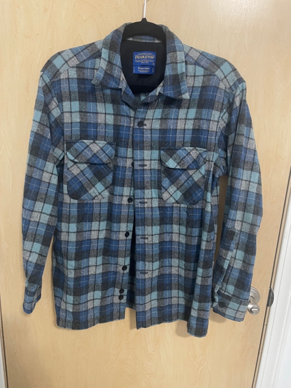 Pendleton Blue Original Surf Plaid 100% Virgin Wool Board Shirt - Ltd Edition